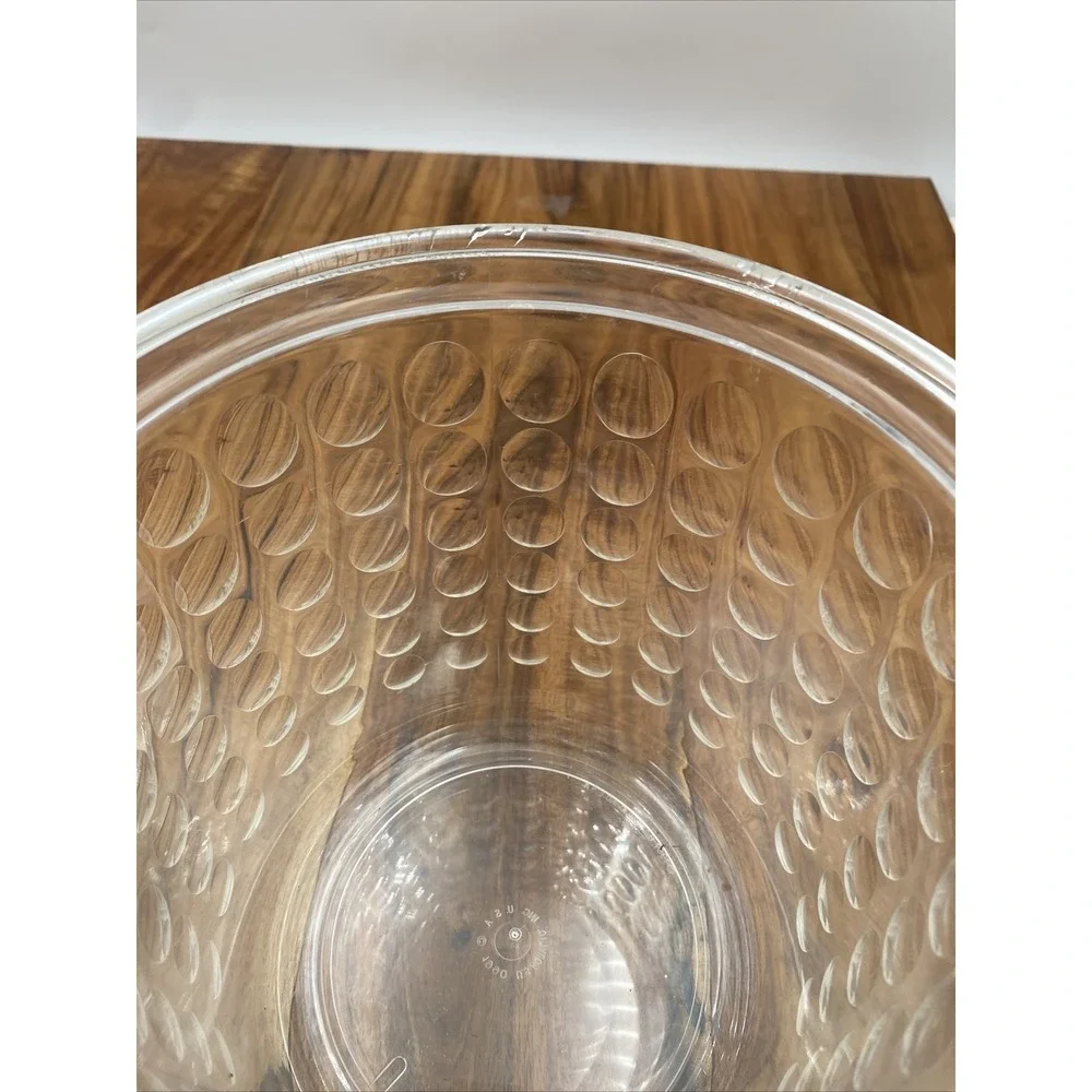 Vintage Ice Bucket With Lid Acrylic Mid Century Lucite Clear Circles 1990 US